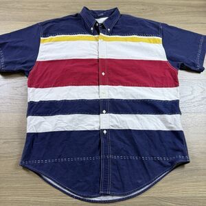 Vintage Ralph Lauren Chaps Shirt Men XL 90s Y2K Ovesized Baggy Colorblock Stripe